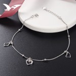S925 pure silver ankle chain women Korean version simple love silver bead ankle chain students small fresh foot ornaments