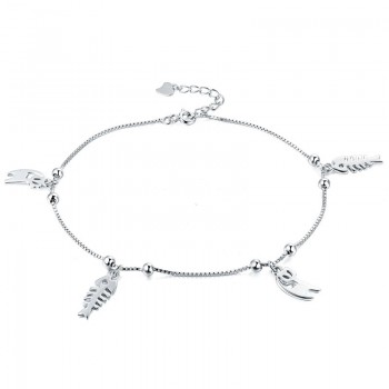 S925 pure silver ankle chain womens simple cat fish bone ankle chain fresh and lovely ornaments foot ornaments