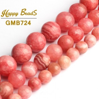 Natural Stone Rhodochrosite Beads Smooth Round Loose Beads Gem Stone 15Inch 6/8/10mm For Jewelry Making DIY Bracelet Necklace