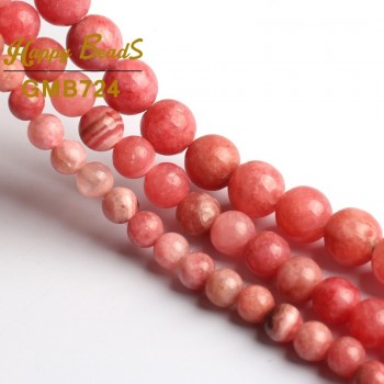 Natural Stone Rhodochrosite Beads Smooth Round Loose Beads Gem Stone 15Inch 6/8/10mm For Jewelry Making DIY Bracelet Necklace