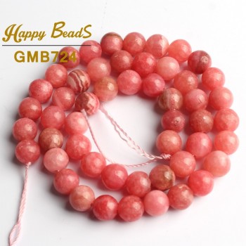 Natural Stone Rhodochrosite Beads Smooth Round Loose Beads Gem Stone 15Inch 6/8/10mm For Jewelry Making DIY Bracelet Necklace