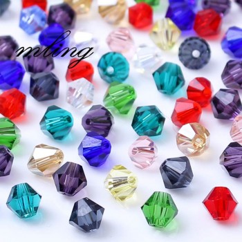 3/4/6mm Czech Bicone Crystal Beads for Jewelry Making Diy Supplies Mix Color Spacer Glass Beads Wholesale