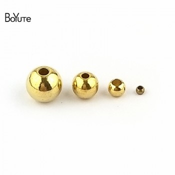 BoYuTe 100Pcs 2MM 3MM 4MM 5MM 6MM 8MM 10MM 12MM 14MM Round Metal Brass Spacer Beads Jewelry Making