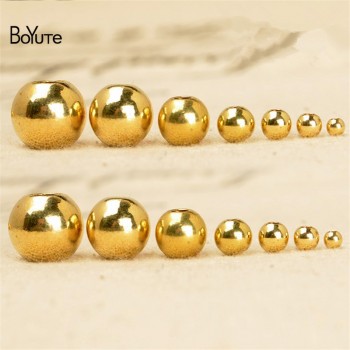 BoYuTe 100Pcs 2MM 3MM 4MM 5MM 6MM 8MM 10MM 12MM 14MM Round Metal Brass Spacer Beads Jewelry Making