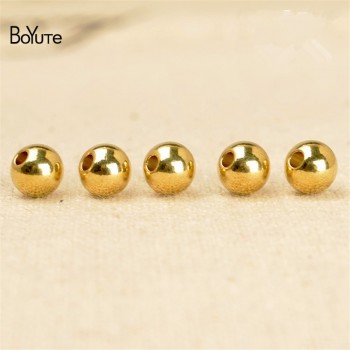 BoYuTe 100Pcs 2MM 3MM 4MM 5MM 6MM 8MM 10MM 12MM 14MM Round Metal Brass Spacer Beads Jewelry Making