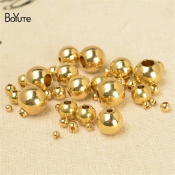 BoYuTe 100Pcs 2MM 3MM 4MM 5MM 6MM 8MM 10MM 12MM 14MM Round Metal Brass Spacer Beads Jewelry Making