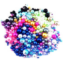 Round Rainbow Color Imitation Pearls No Hole Beads Crafts Decoration for DIY Bracelets Necklaces Jewelry Making 21688