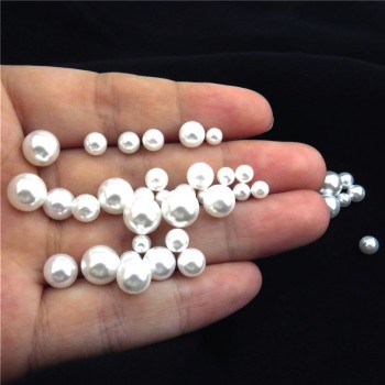 Round Rainbow Color Imitation Pearls No Hole Beads Crafts Decoration for DIY Bracelets Necklaces Jewelry Making 21688