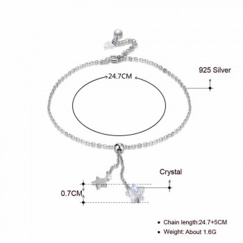 JEMMIN Atmospheric luxury 925 Sterling Silver Anklet Star Pendant Austrian Crystal New Arrival Modern Lover/Girlfriend Gift