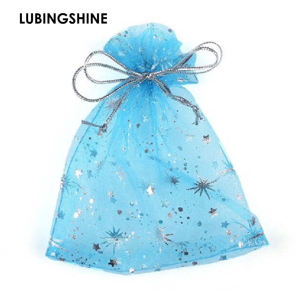 50Pcs/Bag High Quality Fashion Star Organza Bags 9x12cm Nice Jewelry Packaging Bags Wedding Christmas Gift Pouches Bag