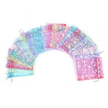 50Pcs/Bag High Quality Fashion Star Organza Bags 9x12cm Nice Jewelry Packaging Bags Wedding Christmas Gift Pouches Bag