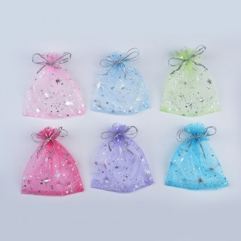 50Pcs/Bag High Quality Fashion Star Organza Bags 9x12cm Nice Jewelry Packaging Bags Wedding Christmas Gift Pouches Bag