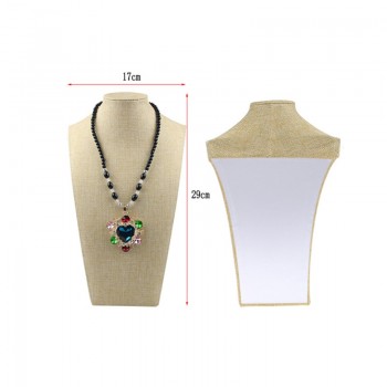 Flannelette Portrait Necklace Display Stand Holder Jewellry Mannequin Bust  For Necklace Pendant Window Display 34cm~20cm Heigh