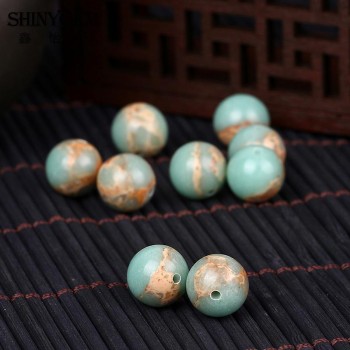 SHINYGEM 4/6/8/10mm Natural Snakeskin Stone Beads For Jewelry Making Blue Green Snakeskin Sea Sediment Jaspers Round Beads 15L