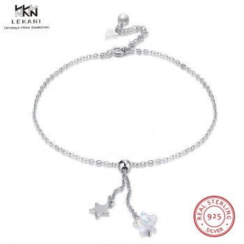 LEKANI Crystals From Swarovski Anklet 925 Sterling Silver Starry Anklet Womens Boutique Simple Anklet Joyeria Fina Gifts