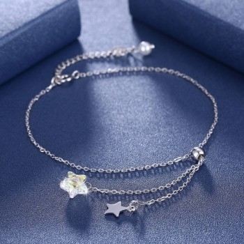 LEKANI Crystals From Swarovski Anklet 925 Sterling Silver Starry Anklet Womens Boutique Simple Anklet Joyeria Fina Gifts