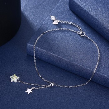 LEKANI Crystals From Swarovski Anklet 925 Sterling Silver Starry Anklet Womens Boutique Simple Anklet Joyeria Fina Gifts