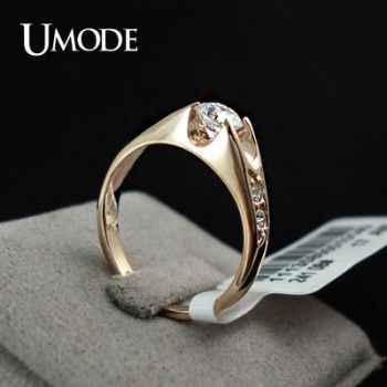 UMODE  Rose Gold Color Mounting anel feminino aneis bijoux 0.5 ct Zirconia  Engagement Jewelry Rings JR0064A