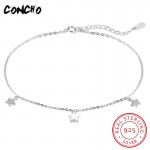 2018 Real New Silver Trendy Zircon Tornozeleiras Bijoux Cheville Argent Concho Jewelry 925 Sterling Star Anklets For Women