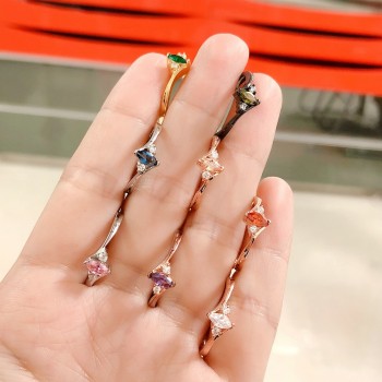 Double Fair Refined 3 Stone Rings For Women Rose Gold Color Womens Ring Wedding / Engagement Jewelry Gifts Wholesale DFR797M