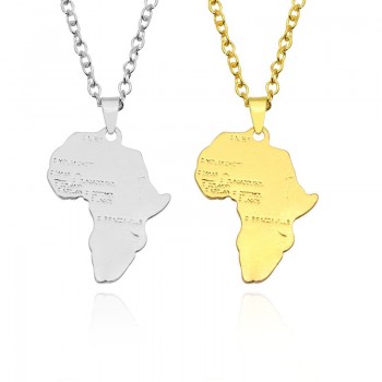 Hiphop Map of Africa Necklaces Pendants Gold Silver Globe World Map African Maps Pendant Necklace Women Men Earth Jewelry Colar