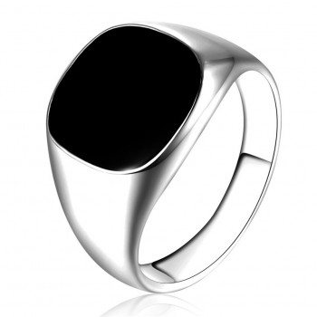 Fashion Rings Square Big Width Signet Rings Steel man Finger Silver Gold Men Ring Jewelry anel New Drop Shipping #0914