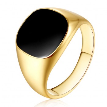 Fashion Rings Square Big Width Signet Rings Steel man Finger Silver Gold Men Ring Jewelry anel New Drop Shipping #0914