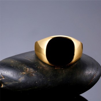 Fashion Rings Square Big Width Signet Rings Steel man Finger Silver Gold Men Ring Jewelry anel New Drop Shipping #0914