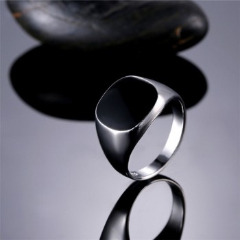 Fashion Rings Square Big Width Signet Rings Steel man Finger Silver Gold Men Ring Jewelry anel New Drop Shipping #0914