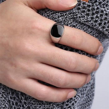 Fashion Rings Square Big Width Signet Rings Steel man Finger Silver Gold Men Ring Jewelry anel New Drop Shipping #0914
