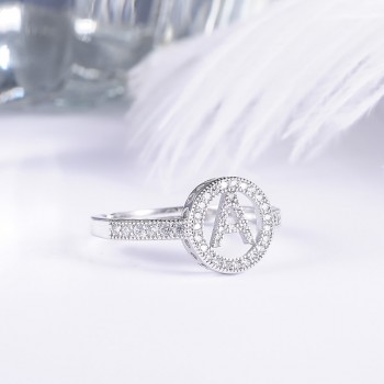 LZESHINE New Letter Rings Initial Alphabet A To Z Silver Color With AAA CZ Personality Adjustable Finger Rings Fashion Jewelry
