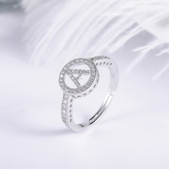 LZESHINE New Letter Rings Initial Alphabet A To Z Silver Color With AAA CZ Personality Adjustable Finger Rings Fashion Jewelry