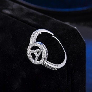 LZESHINE New Letter Rings Initial Alphabet A To Z Silver Color With AAA CZ Personality Adjustable Finger Rings Fashion Jewelry