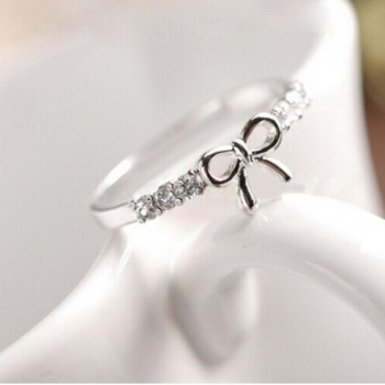 GEMIXI Korean Jewelry Simple Crystal Bow Ring for woman 4.23