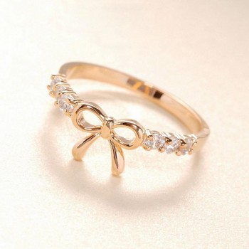 GEMIXI Korean Jewelry Simple Crystal Bow Ring for woman 4.23