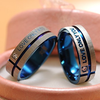 ATGO Fashion Jewelry 316L Stainless Steel Simple Circle Love Only You Couple Rings,Wedding Ring,Engagement Rings BR003