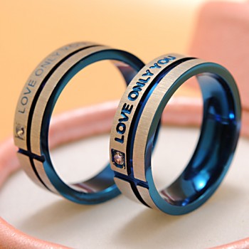 ATGO Fashion Jewelry 316L Stainless Steel Simple Circle Love Only You Couple Rings,Wedding Ring,Engagement Rings BR003