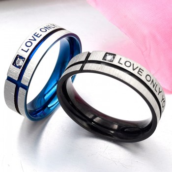 ATGO Fashion Jewelry 316L Stainless Steel Simple Circle Love Only You Couple Rings,Wedding Ring,Engagement Rings BR003