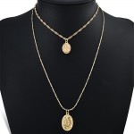 2pcs/set Trendy Religious Style Multi Chain Pendants Necklace Gold Vintage Virgin Mary for Women Pendant amp; Necklace Fashion