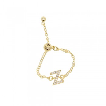 Alphebet charm cute micro pave cz letters top quality link chain meanning 2018 latest design silver gold minimal chain ring