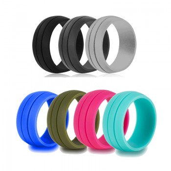 7pcs/set Silicone Ring 8mm Hypoallergenic Flexible Sports Comfortable Finger Rings 8.7mm FDA Rubber Wedding Band for Men Women
