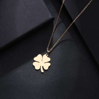 CACANA Stainless Steel Necklace For Women Man Lovers Clover Gold And Silver Color Pendant Necklace Engagement Jewelry
