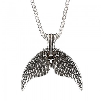 Tocona Mystical Mermaid Pendant Necklace Antique Silver Whale Tail Charm Chokers Necklaces Collar for Women Boho Jewelry 6113
