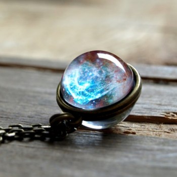 Women Fashion Double-sided Glass Ball Pendant Time Gem Universe Handmade Custom Planet Necklace Christmas Gift Drop Shipping