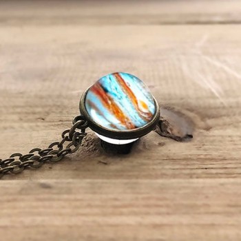 Women Fashion Double-sided Glass Ball Pendant Time Gem Universe Handmade Custom Planet Necklace Christmas Gift Drop Shipping