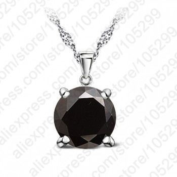 JEXXI Hot Sale 8 Colours Clear Crystal Necklace 925 Sterling Silver Round Pendant Necklace For Women Girls Party Engagement