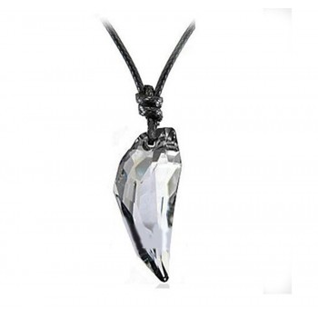 Austrian Crystal The teeth of the Wolf pendant chains long Leather men jewelry necklace 10 colours
