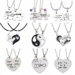 2 Pcs Couple Necklaces Silver Broken Heart Necklace For Lovers Puzzle Necklace BFF Pendants amp; Necklaces Valentines Day Present