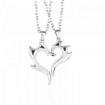 2 Pcs Couple Necklaces Silver Broken Heart Necklace For Lovers Puzzle Necklace BFF Pendants amp; Necklaces Valentines Day Present