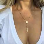 Fashion Rosary Necklace Long Cross Necklace Coustume Jewelry On The Neck Choker Necklace Women Collier Femme